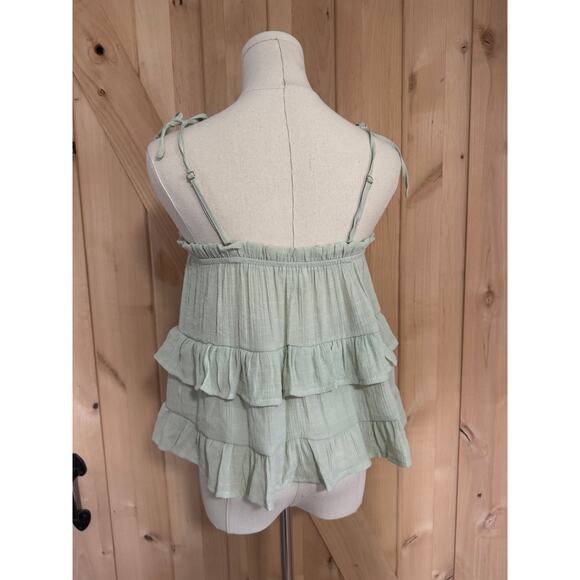 Blu Pepper Anthropologie | NWT Light Green Crepe Ruffle Tank Top | Size Small - Picture 3 of 10